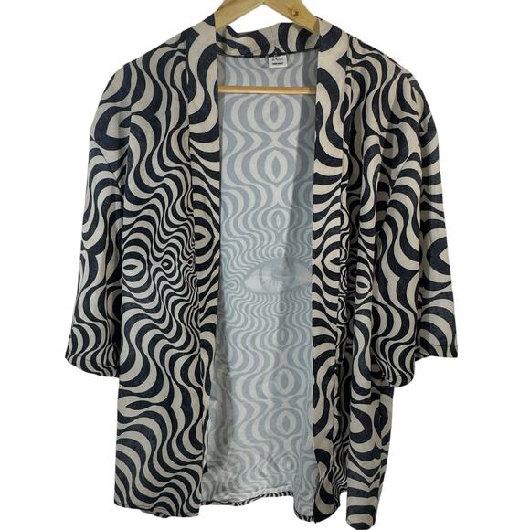 Shroom Beach Psychedelic Kimono Shirt Trippy Optical Illusion Eye Festival Wear - Picture 2 of 7